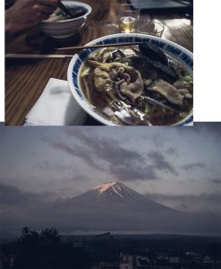 Un plat de ramen à Kawaguchiko et le Mont Fuji, par Côté Hublot